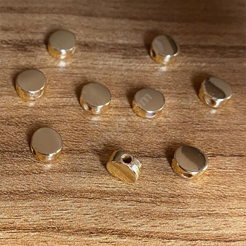 Altın Kaplama Metal Boncuk ( 10 Adet ) 7x3 Mm