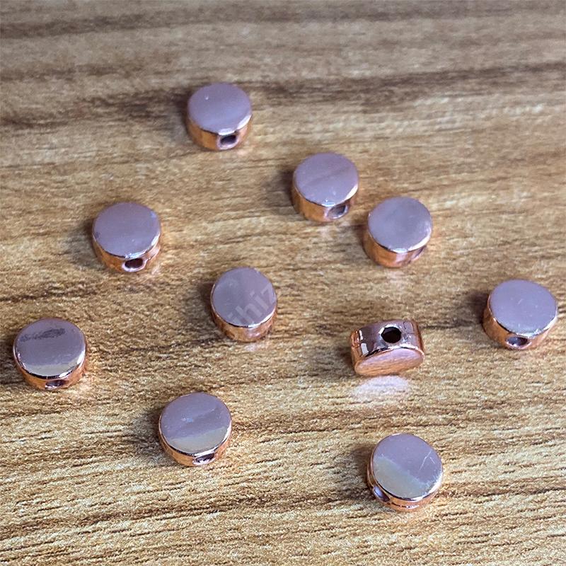 Rose Gold Kaplama Metal Boncuk ( 10 Adet ) 7x3 Mm