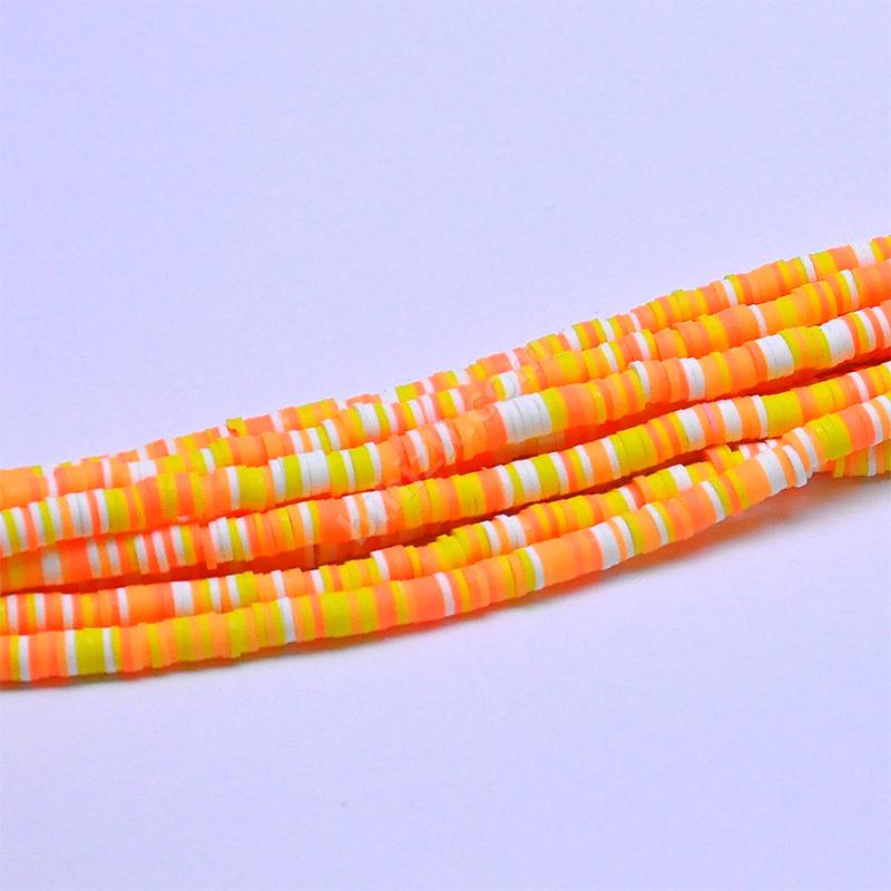 Fimo Boncuk ( Turuncu - Beyaz - Sarı - Somon ) 6 Mm
