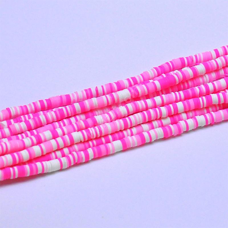 Fimo Boncuk ( Pembe - Beyaz ) 6 Mm