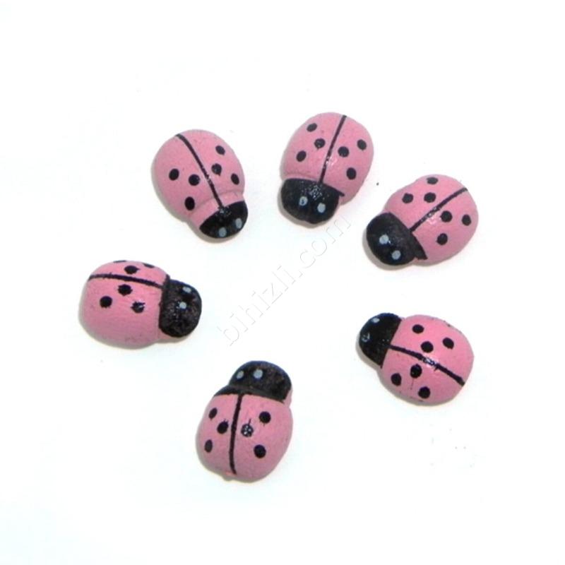 AHŞAP MİNİK UĞUR BÖCEĞİ PEMBE (50 ADET)