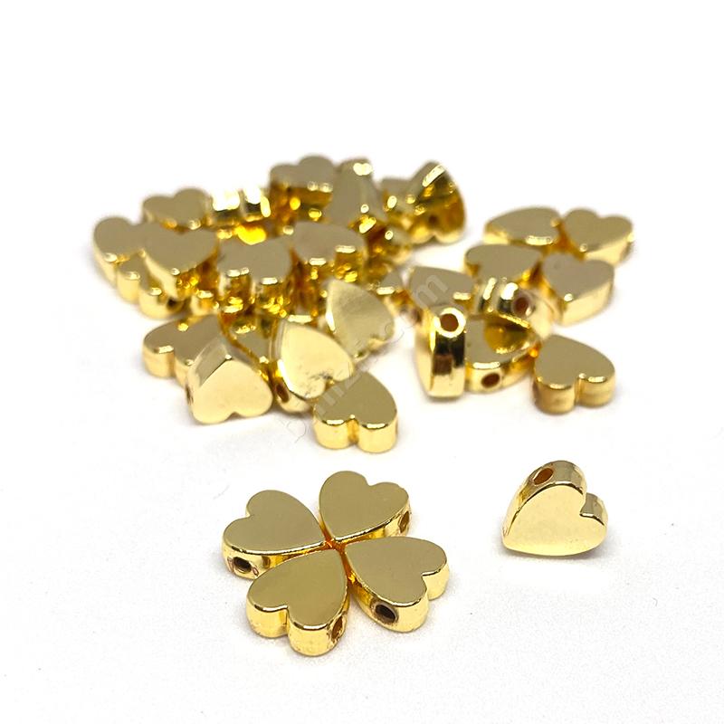 Altın Kaplama Metal Kalp Boncuk ( 10 Adet ) Çap: 8x7 mm