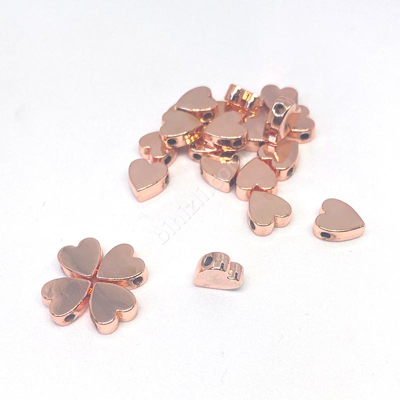 Rose Gold Kaplama Metal Kalp Boncuk ( 10 Adet ) Çap: 8x7 Mm