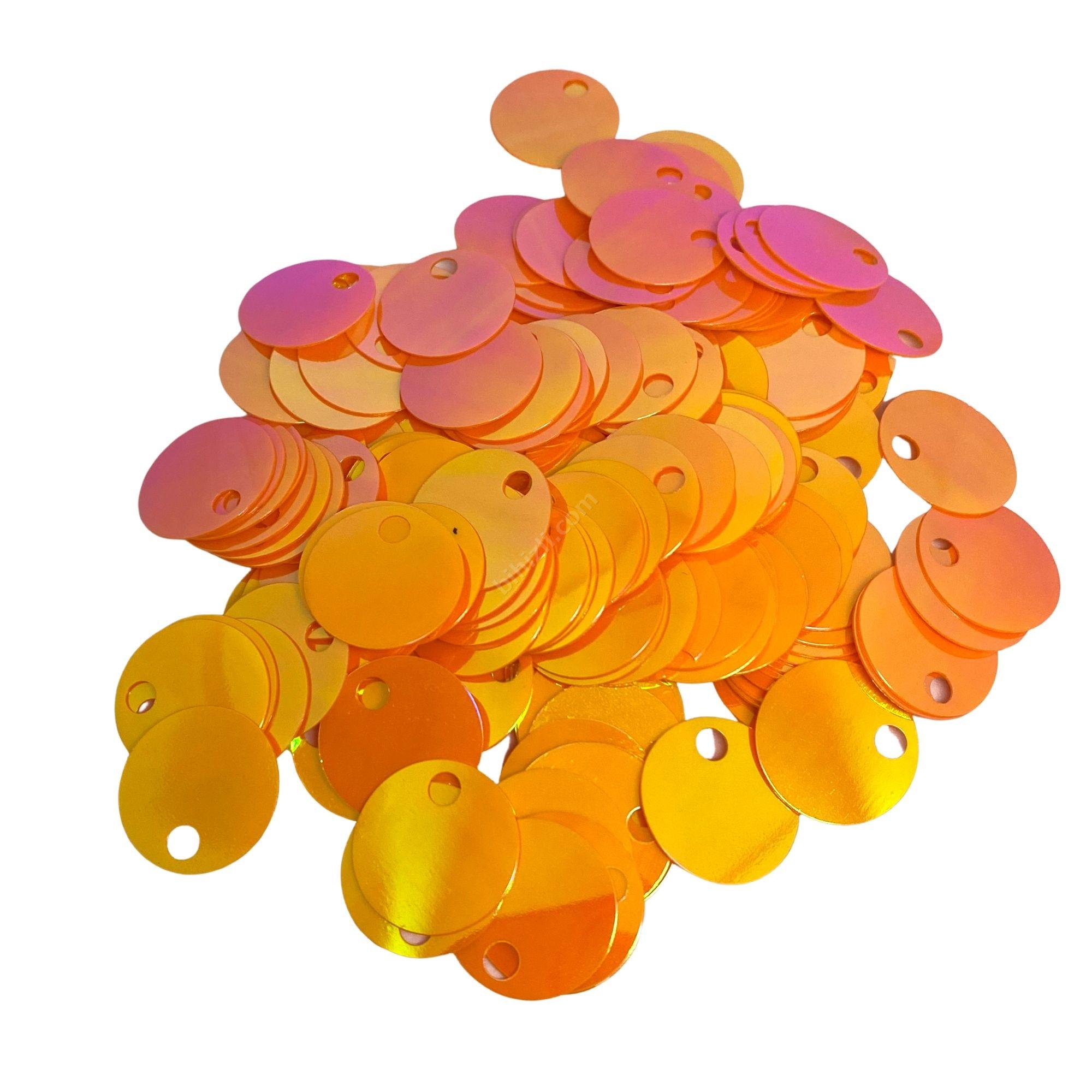 20 mm elbise çanta süsleme pulu 50 gr (holografik turuncu renk)