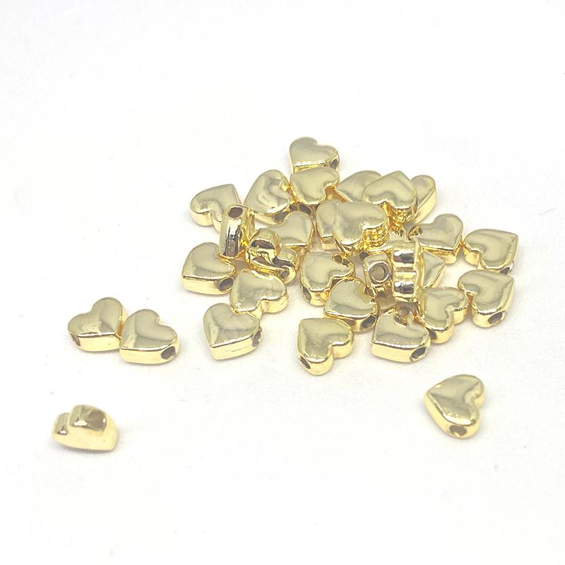 Altın Kaplama Kalp ( 10 Adet ) 7 Mm
