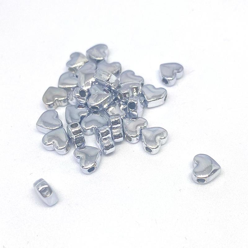 Gümüş Kaplama Kalp ( 10 Adet ) 7 Mm