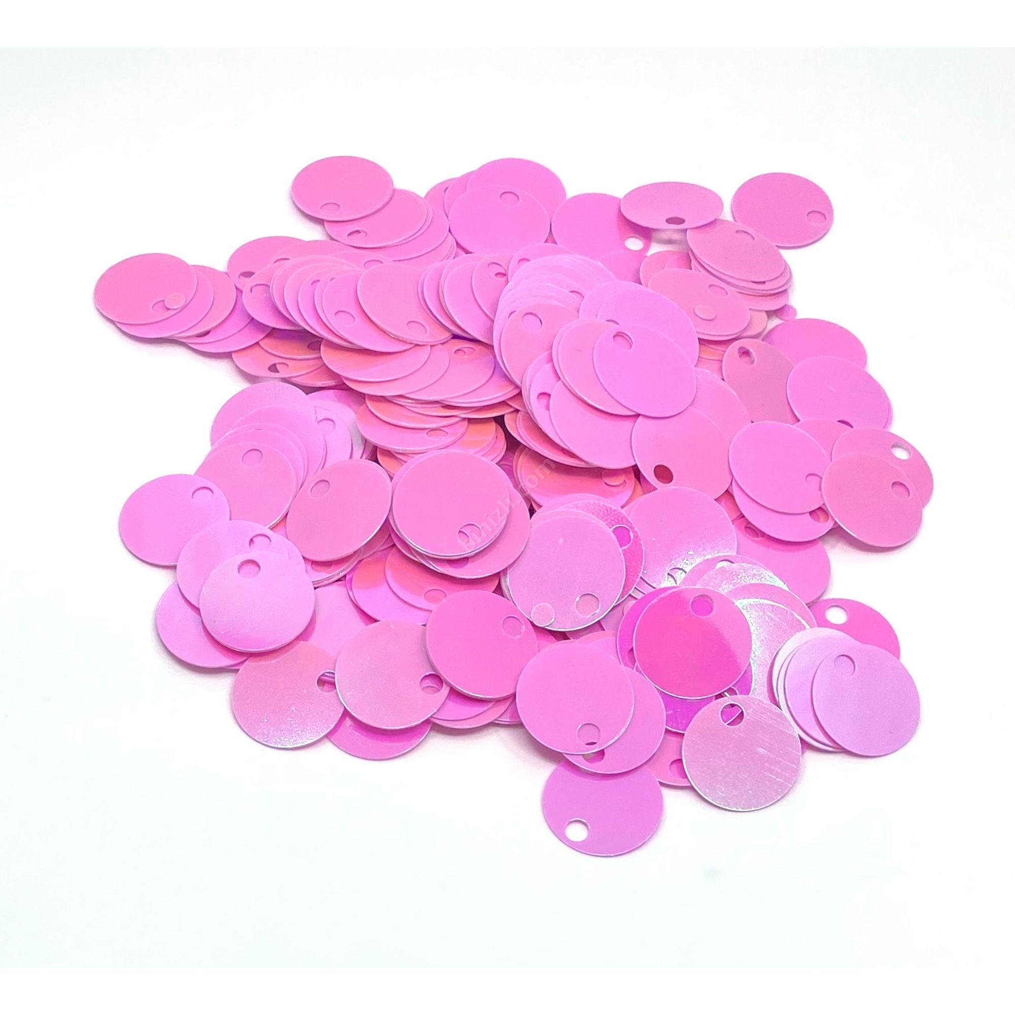 20 mm elbise çanta süsleme pulu 50 gr (holografik pembe renk)