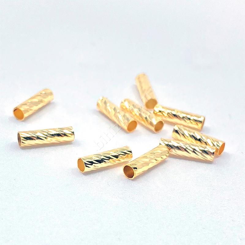 Uzun Kıvrımlı Gold Metal Boncuk ( 10 Adet ) 10x2,5 mm