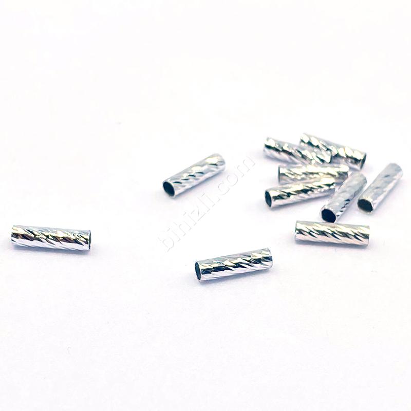 Uzun Kıvrımlı Gümüş Metal Boncuk ( 10 Adet ) 10x2,5 mm