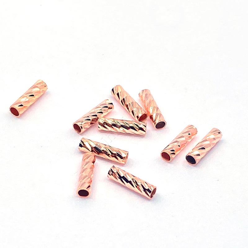 Uzun Kıvrımlı Rose Gold Metal Boncuk ( 10 Adet ) 10x2,5 Mm